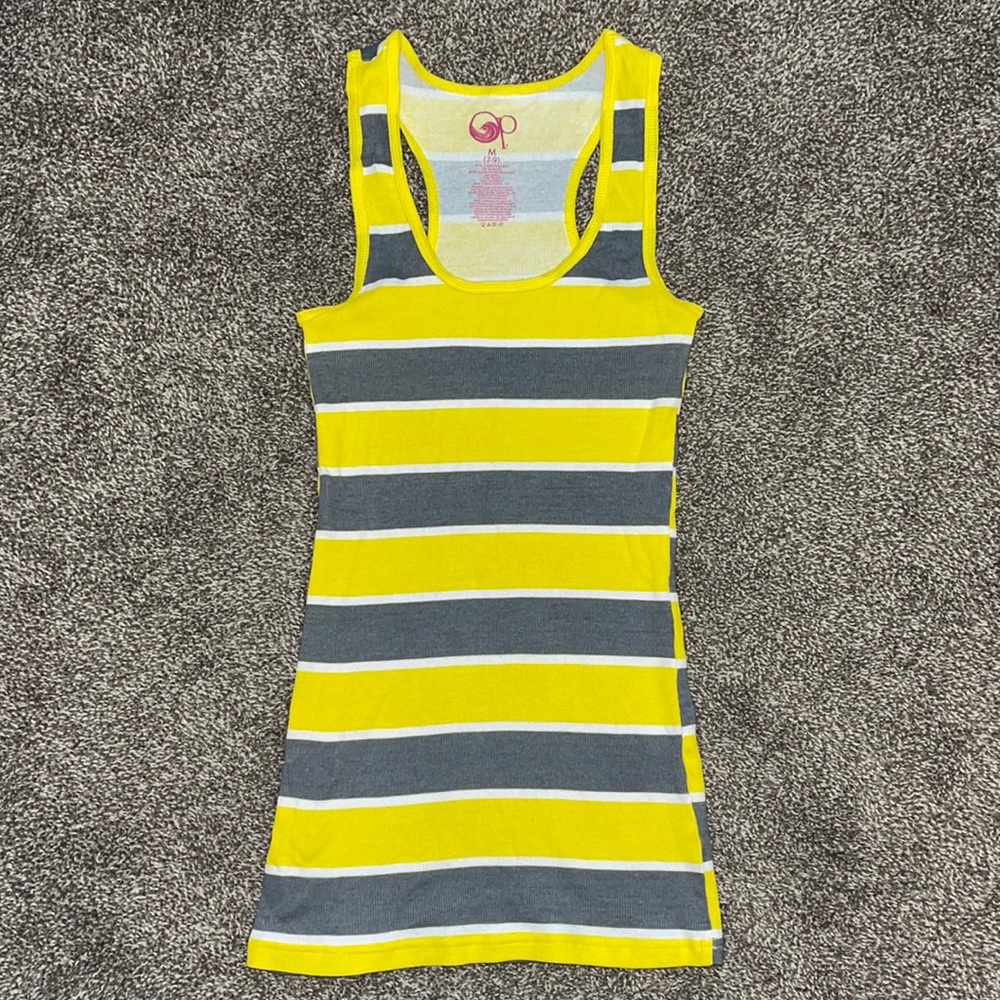 Gray, white, and yellow tank top